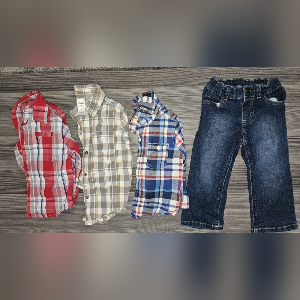 Boys Toddler Flannel Shirts Jeans 2T Pants